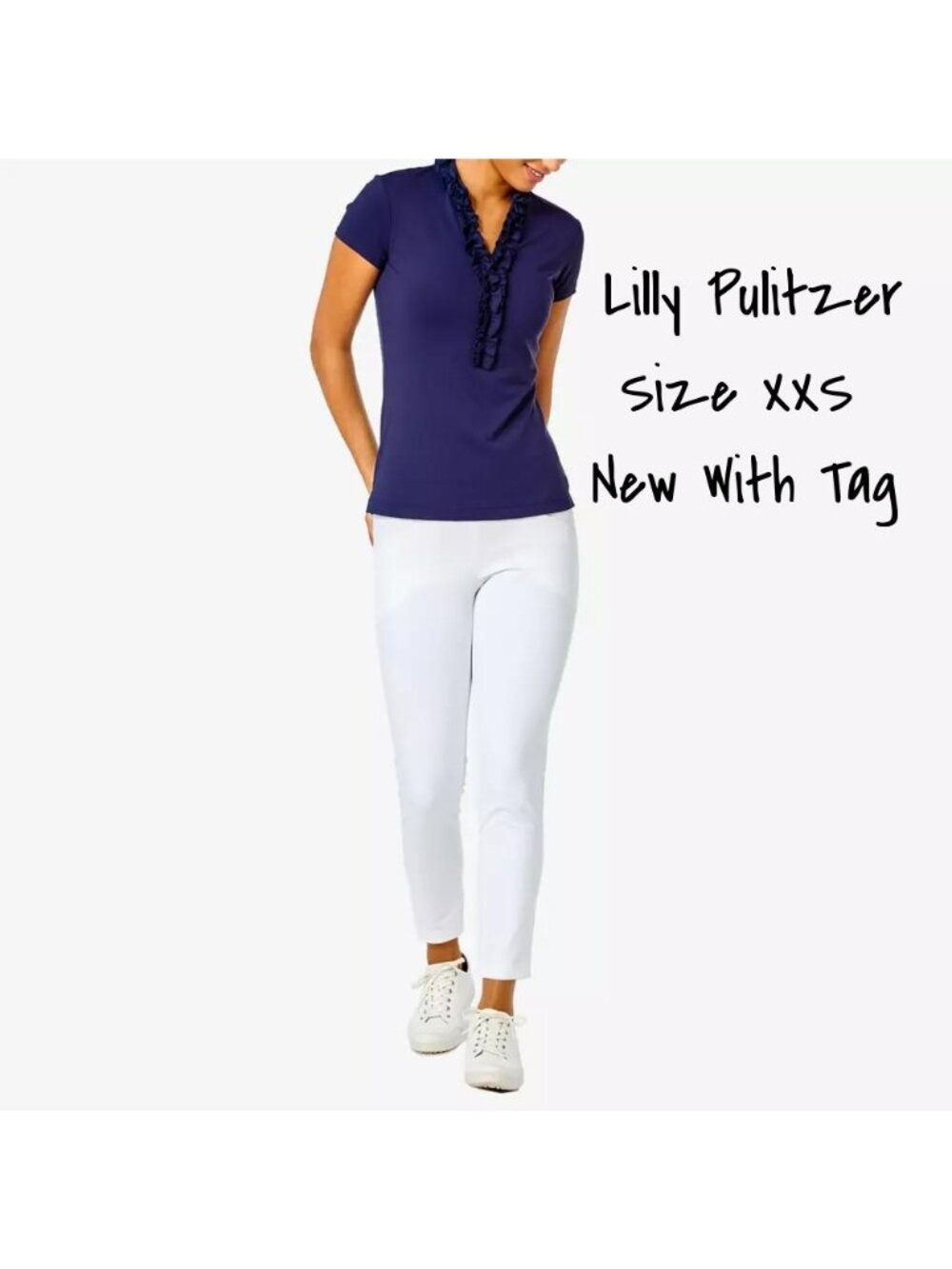 Lilly Pulitzer Short Sleeve Polo Top Navy Size XXS New With Tag